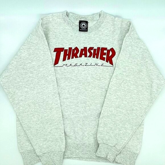 Classic Grey/Red Thrasher Crew Neck Sweater in Men's Small - Gently Loved - Picture 2 of 8